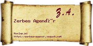 Zerbes Agenór névjegykártya